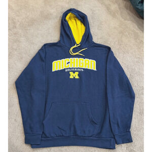 Michigan Wolverines Hoodie Mens Size Large Blue Long Sleeve Embroidered L